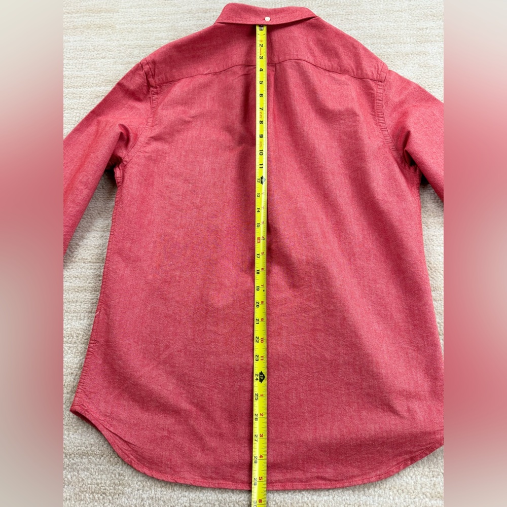 Old Navy Men's Heather Red Button Down Long Sleeve Shirt, Slim-Fit, Size Medium - Picture 9 of 11